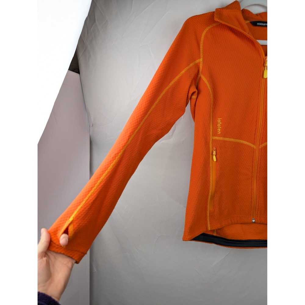 Norrona Lofoten Warm1 Orange Fleece Jacket Womens M Full Zip Running Hiking - Picture 3 of 11